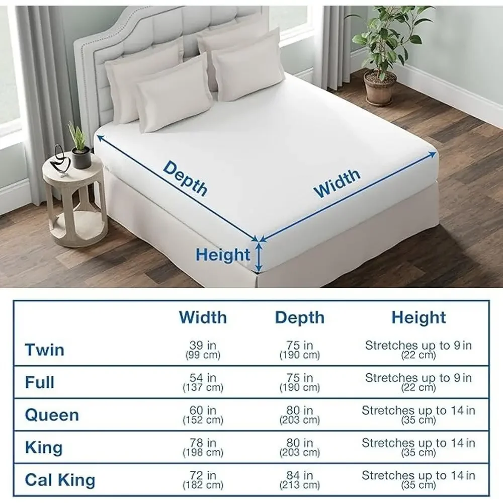 Fresh Ideas Queen Mattress Protector Waterproof Vinyl Fitted 14